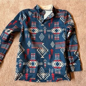 Buckle Aztec Pattern Pullover Sweater